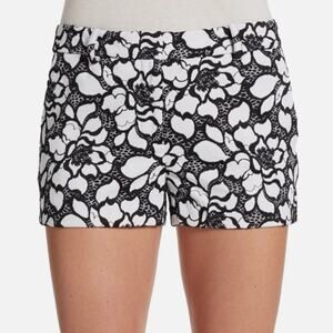 Diane von Furstenberg Black & White Floral Lace Shorts - Size 12